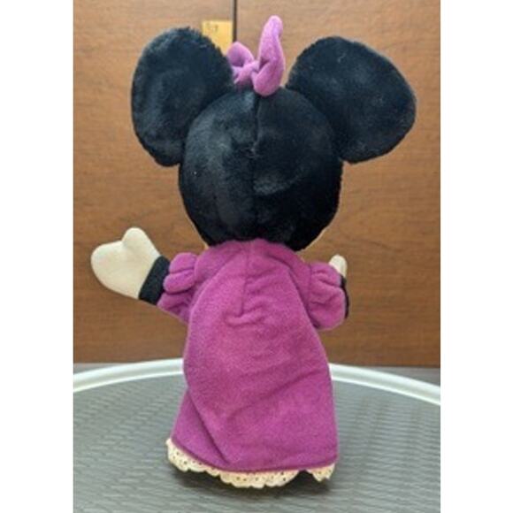 Vintage Minnie Mouse Hand Puppet Walt Disney Productions Purple Bow Dress Lace - Picture 3 of 13